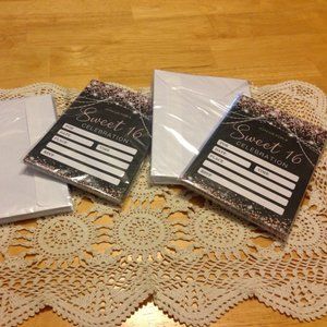 Sweet Sixteen Party Invitations and envelopes, new.